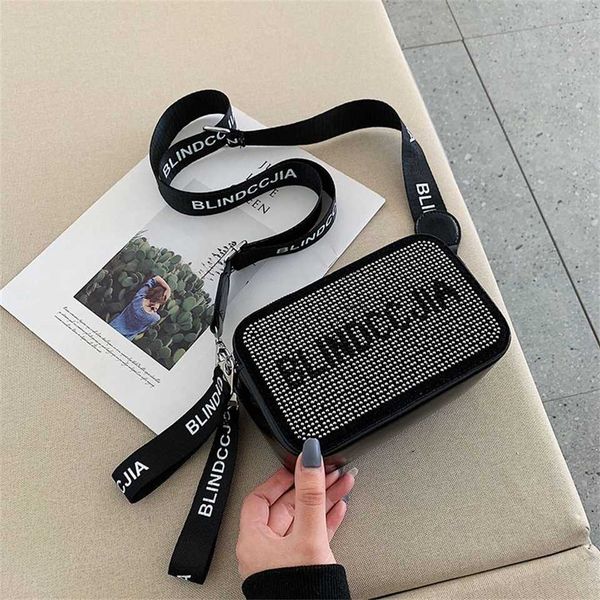 small square bag with fashionable design and inlaid for women's autumn 2023 75% off online sales