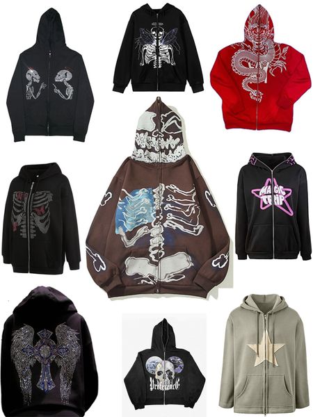 women's hoodies sweatshirts skull bones pattern zip hoodie fashion y2k thick zipper long sleeve casual coat female sweatshirt oversized, Black
women's hoodies sweatshirts skull bones pattern zip hoodie fashion y2k thick zipper long sleeve casual coat female sweatshirt oversized, Black