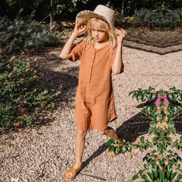 girl's dresses cotton muslin vintage girls dress 2022 summer new kids button round neck short sleeve casual loose midi dresses tz082 t2, Red;yellow
girl's dresses cotton muslin vintage girls dress 2022 summer new kids button round neck short sleeve casual loose midi dresses tz082 t2, Red;yellow