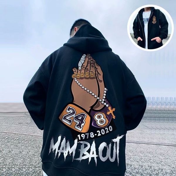 men's tracksuits r.i.p. mamba print y2k hoodies streetwear zip up hooded sweatshirt vintage fashion casual basketball punk loose hoody, Gray
men's tracksuits r.i.p. mamba print y2k hoodies streetwear zip up hooded sweatshirt vintage fashion casual basketball punk loose hoody, Gray