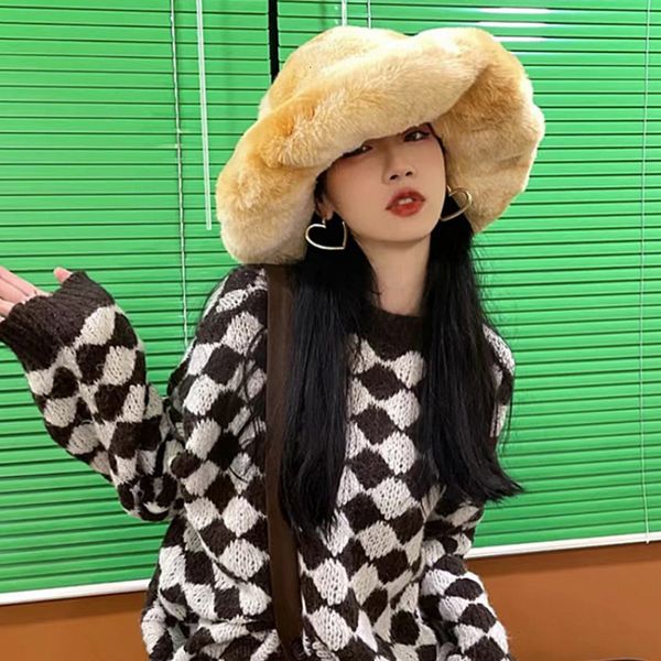 wide brim hats bucket japanese winter large version plush mushroom cloud hat women warm eaves faux rabbit hair fisherman's cap panama 2, Blue;gray
wide brim hats bucket japanese winter large version plush mushroom cloud hat women warm eaves faux rabbit hair fisherman's cap panama 2, Blue;gray