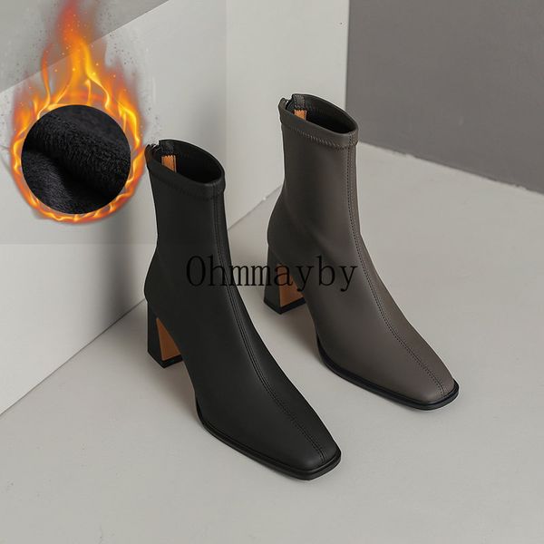 boots 2023 brand designer women ankle fashion pointed toe back zipper ladies short square high heel chelsea shoes 230106, Black
boots 2023 brand designer women ankle fashion pointed toe back zipper ladies short square high heel chelsea shoes 230106, Black