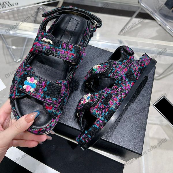 23ss womens classic sandals tweed pumps and slingbacks faux pearls flat heels slipper luxurys outdoor slide mules flip flops outdoor fashion, Black
23ss womens classic sandals tweed pumps and slingbacks faux pearls flat heels slipper luxurys outdoor slide mules flip flops outdoor fashion, Black