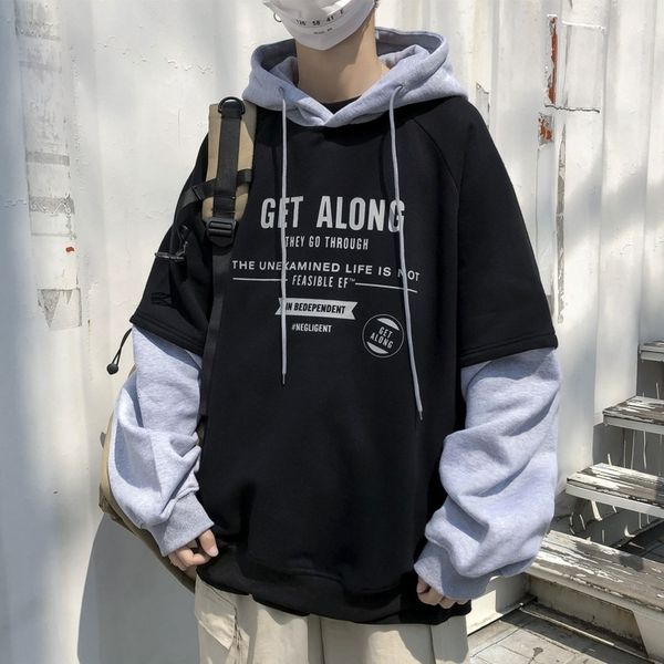 men's tracksuits hoodie patchwork long sleeve harajuku letter printing korean fashion streetwear man sweatshirts hip hop trend hoodies, Gray
men's tracksuits hoodie patchwork long sleeve harajuku letter printing korean fashion streetwear man sweatshirts hip hop trend hoodies, Gray