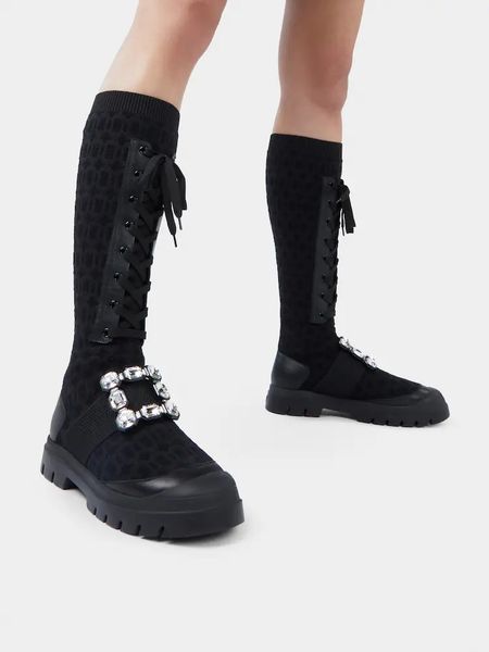 designer womens boots luxury walky viv' rhinestone buckle socks boots in fabric and leather round toes eu35-40 with box, Black
designer womens boots luxury walky viv' rhinestone buckle socks boots in fabric and leather round toes eu35-40 with box, Black