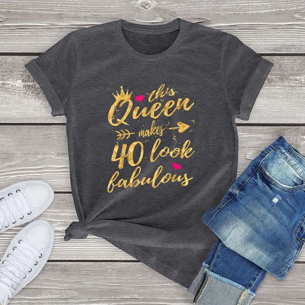 women s t shirt 100 cotton this queen makes 40 look fabulous 40th birthday novelty casual streetwear tee 230106, White
women s t shirt 100 cotton this queen makes 40 look fabulous 40th birthday novelty casual streetwear tee 230106, White