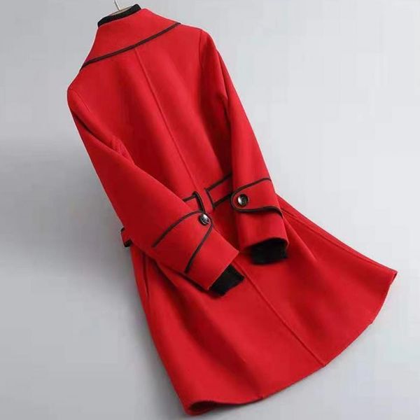 women's wool blend outerwear super soft coldproof slim fit woolen coat contrast color autumn winter ladies trench for party 230106, Black
women's wool blend outerwear super soft coldproof slim fit woolen coat contrast color autumn winter ladies trench for party 230106, Black