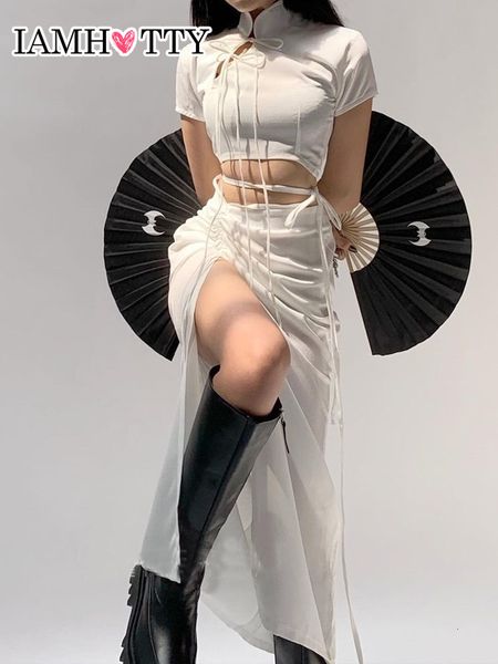 women s two piece pants chinese style suit dress sets summer bandage crop ruched drawstring split skirt high waisted iam ty 230106, White
women s two piece pants chinese style suit dress sets summer bandage crop ruched drawstring split skirt high waisted iam ty 230106, White