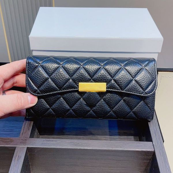 long vintage women classic flap wallet bag diamond lattice caviar leather quilted designer clutch multi pochettes luxury card holder coin pu, Red;black
long vintage women classic flap wallet bag diamond lattice caviar leather quilted designer clutch multi pochettes luxury card holder coin pu, Red;black