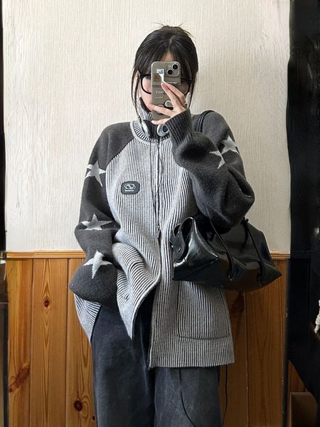 women's knits tees y2k vintage star pattern patchwork cardigans double zipper winter clothes aesthetic o-neck sweater korean fashion 23, White
women's knits tees y2k vintage star pattern patchwork cardigans double zipper winter clothes aesthetic o-neck sweater korean fashion 23, White