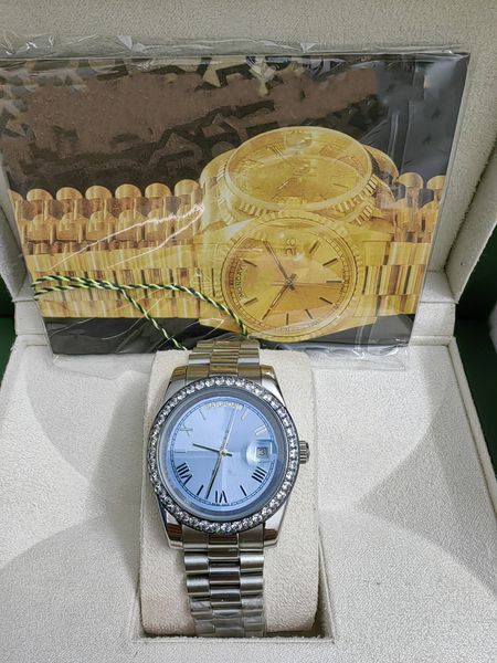 with original box luxury fashion watches high-quality luxury 8k blue diamond dial & bezel 18038 automatic mens men's sapphire watch 202, Slivery;brown
with original box luxury fashion watches high-quality luxury 8k blue diamond dial & bezel 18038 automatic mens men's sapphire watch 202, Slivery;brown