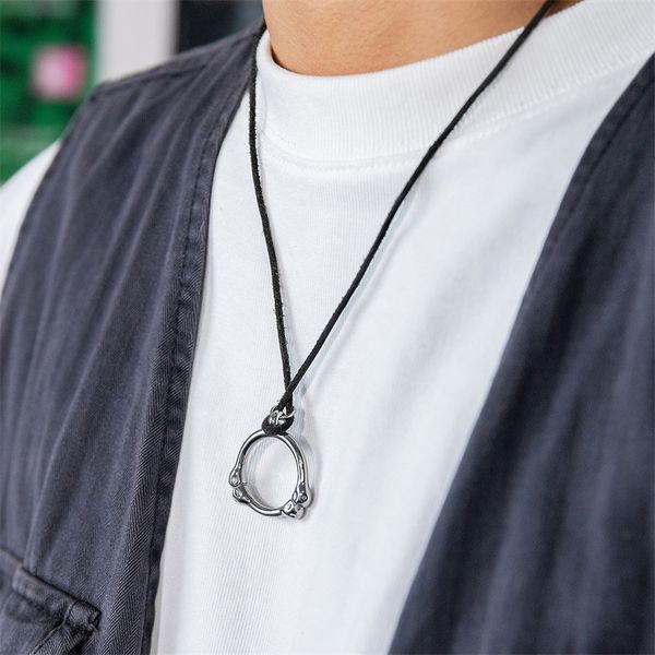 japanese trend retro bone ring leather rope necklace simple all-match sweater chain net red titanium steel hip-hop jewelry, Silver
japanese trend retro bone ring leather rope necklace simple all-match sweater chain net red titanium steel hip-hop jewelry, Silver