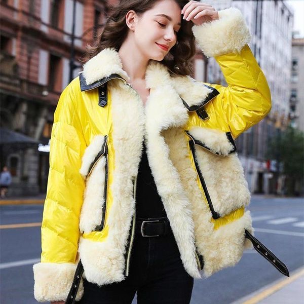 women s down parkas winter women faux fur turn collar coat plush bomber jacket lambswool stitching cotton padded cardigan parka 230106, Black
women s down parkas winter women faux fur turn collar coat plush bomber jacket lambswool stitching cotton padded cardigan parka 230106, Black