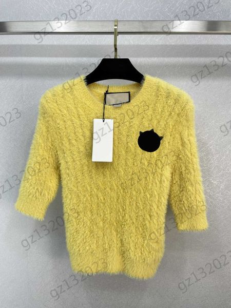 designer sweater woman brand logo embroidery short sleeve furry knitted sweater thread round neck tight warm pullover knitwear sweaters for, White;black
designer sweater woman brand logo embroidery short sleeve furry knitted sweater thread round neck tight warm pullover knitwear sweaters for, White;black
