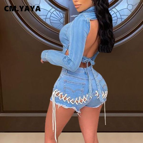 women s two piece pants cm yaya women denim 2 set classic backless crop and lace up shorts matching outfits streetwear jean tracksuit 23010, White
women s two piece pants cm yaya women denim 2 set classic backless crop and lace up shorts matching outfits streetwear jean tracksuit 23010, White
