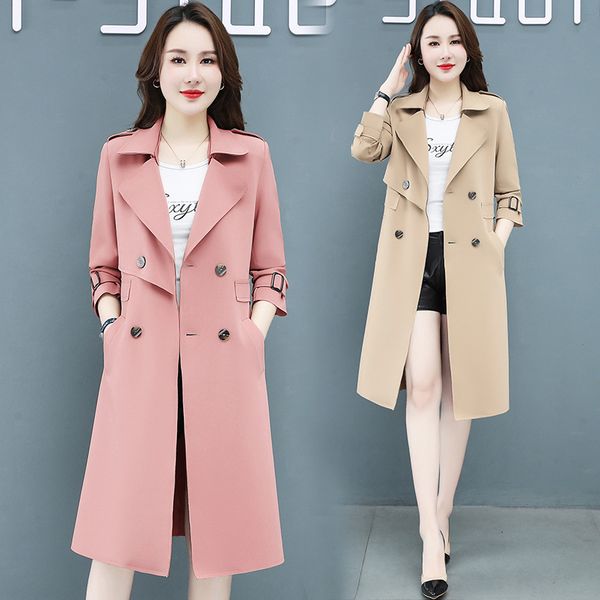 women's knits tees fashion windbreaker coat spring autumn korean midlength doublebreasted british trench for women 230107, White
women's knits tees fashion windbreaker coat spring autumn korean midlength doublebreasted british trench for women 230107, White