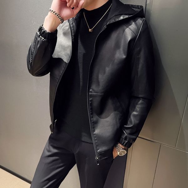 men's leather faux autumn mens black color hooded zipper jackets casual hip hop streetwear coats spring male motorcycle clothing 23010
men's leather faux autumn mens black color hooded zipper jackets casual hip hop streetwear coats spring male motorcycle clothing 23010