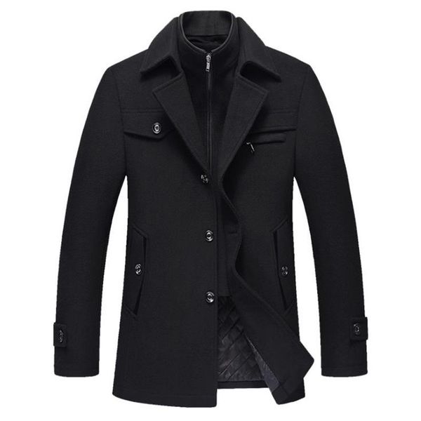 men's wool blends winter coat men business jacket casual slim mens overcoat thick warm 230107, Black
men's wool blends winter coat men business jacket casual slim mens overcoat thick warm 230107, Black