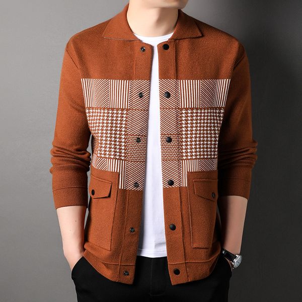 men's sweaters autumn knitted cardigan jacquard lapel long sleeved sweater jacket korean style men fashion casual 230107, White;black
men's sweaters autumn knitted cardigan jacquard lapel long sleeved sweater jacket korean style men fashion casual 230107, White;black