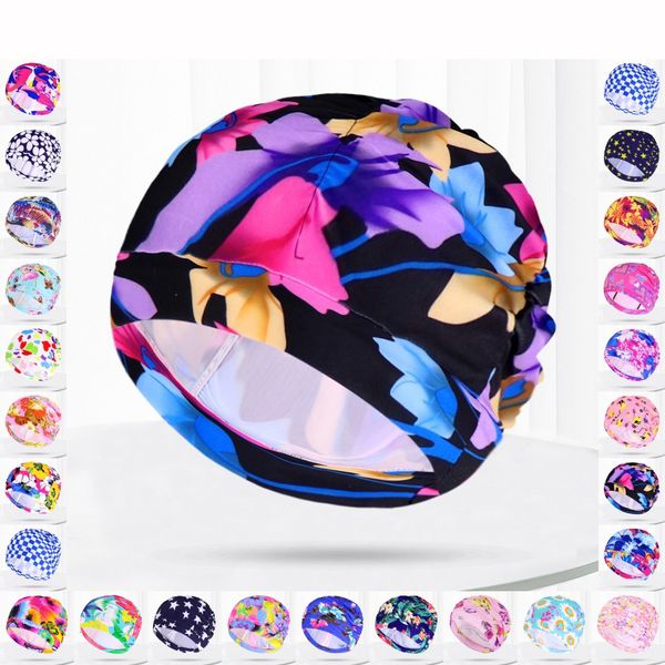 swimming cap pleated flowers printed fabric swim pool sport cap ladies protect long hair elastic nylon bathing caps hat turban 230107
swimming cap pleated flowers printed fabric swim pool sport cap ladies protect long hair elastic nylon bathing caps hat turban 230107
