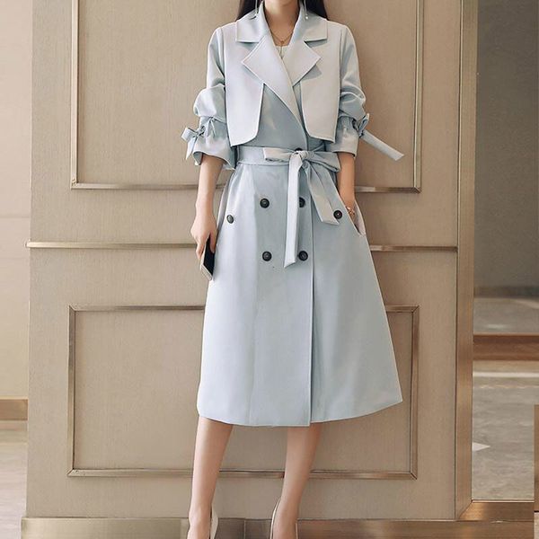 women's knits tees fashion windbreaker spring autumn clothes korean waist overcoat double breasted long trench coat women 230107, White
women's knits tees fashion windbreaker spring autumn clothes korean waist overcoat double breasted long trench coat women 230107, White