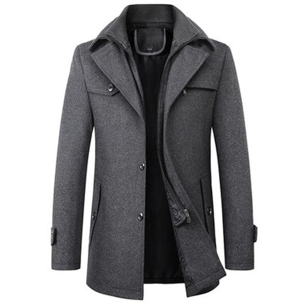 men's wool blends men winter coat casual brand solid color en pea male trench overcoat 230107, Black
men's wool blends men winter coat casual brand solid color en pea male trench overcoat 230107, Black