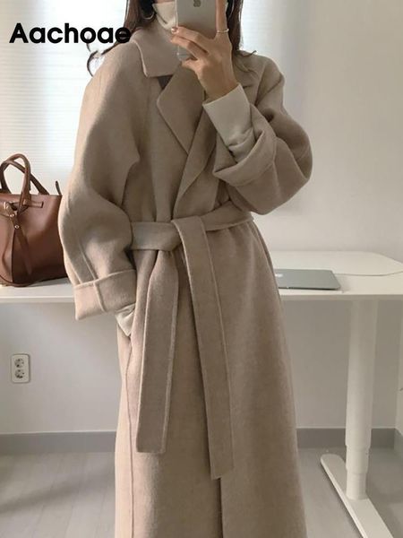 women's wool blends aachoae women elegant long coat with belt solid color sleeve chic outerwear ladies drop shoulder overcoat 230107, Black
women's wool blends aachoae women elegant long coat with belt solid color sleeve chic outerwear ladies drop shoulder overcoat 230107, Black