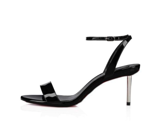 summer new women's sandals metal slim heel lacquer reflective bare buckle wedding party 70mm cool beautiful, Black
summer new women's sandals metal slim heel lacquer reflective bare buckle wedding party 70mm cool beautiful, Black