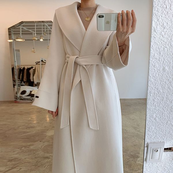 women's wool blends chic beige coat women with belt winter turndown collar harajuku elegant blend jacket ladies thicken vintage outfit, Black
women's wool blends chic beige coat women with belt winter turndown collar harajuku elegant blend jacket ladies thicken vintage outfit, Black