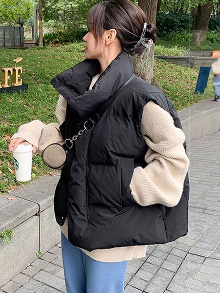 women's vests women thick down cotton winter autumn solid puffer waistcoat for female stand collar loose sleeveless jacket coat 230107, Black;white
women's vests women thick down cotton winter autumn solid puffer waistcoat for female stand collar loose sleeveless jacket coat 230107, Black;white