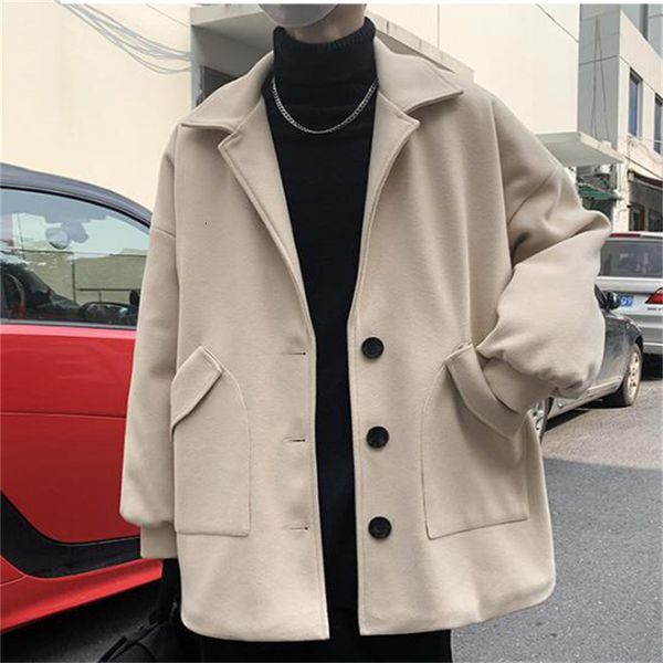 men's wool blends men woolen coat fashion autumn winter singlebreasted outerwear male loose turn down collar coats casual streetwear 23, Black
men's wool blends men woolen coat fashion autumn winter singlebreasted outerwear male loose turn down collar coats casual streetwear 23, Black