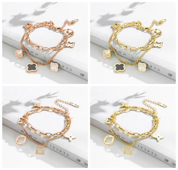 pretty double layer openwork stainless steel clover charm bracelet lucky four leaf women jewelry for women gift2348087, Golden;silver
pretty double layer openwork stainless steel clover charm bracelet lucky four leaf women jewelry for women gift2348087, Golden;silver
