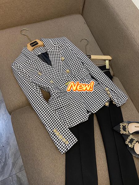 designer elegant double breasted houndstooth coat vintage houndstooth pattern most popular colors office lady blazers with belt bs168, White;black
designer elegant double breasted houndstooth coat vintage houndstooth pattern most popular colors office lady blazers with belt bs168, White;black