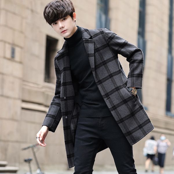 men's wool blends casual autumn winter mens grey plaid en coat midlength overcoat outwear windbreaker business warm long trench 230107, Black
men's wool blends casual autumn winter mens grey plaid en coat midlength overcoat outwear windbreaker business warm long trench 230107, Black
