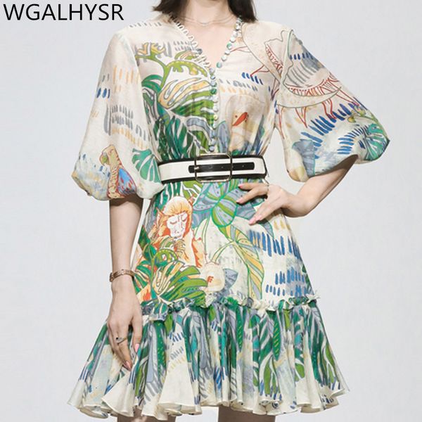 party dresses fashion runway summer women s dress elegant retro lantern sleeves slim print 230107, White;black
party dresses fashion runway summer women s dress elegant retro lantern sleeves slim print 230107, White;black