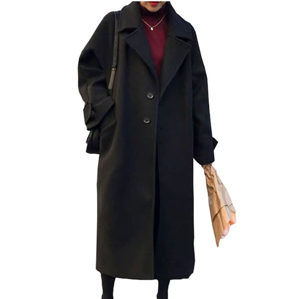 women's wool blends loose black woolen coat women autumn winter fashion long overcoat korean elegance slim fairy student female spring
women's wool blends loose black woolen coat women autumn winter fashion long overcoat korean elegance slim fairy student female spring