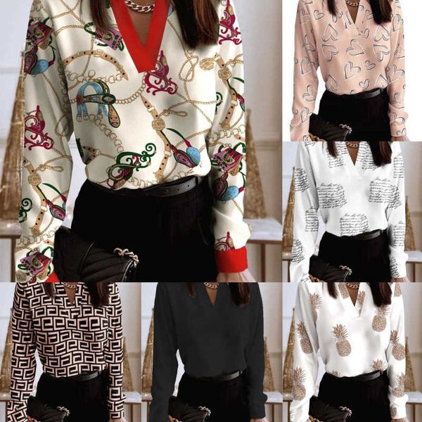 spring autumn women shirts blouses 2023 designer ladies v-neck long sleeve printed shirt plus size 3xl, White
spring autumn women shirts blouses 2023 designer ladies v-neck long sleeve printed shirt plus size 3xl, White