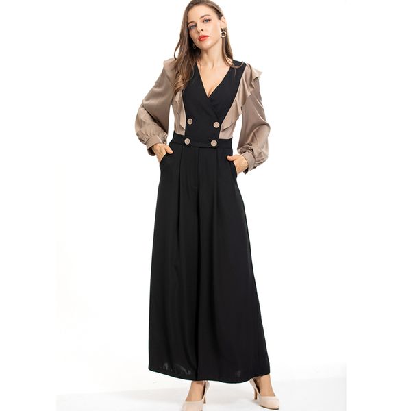 women's runway jumpsuits& rompers v neck long sleeves ruffles color block elegant fashion pants, Black;white
women's runway jumpsuits& rompers v neck long sleeves ruffles color block elegant fashion pants, Black;white