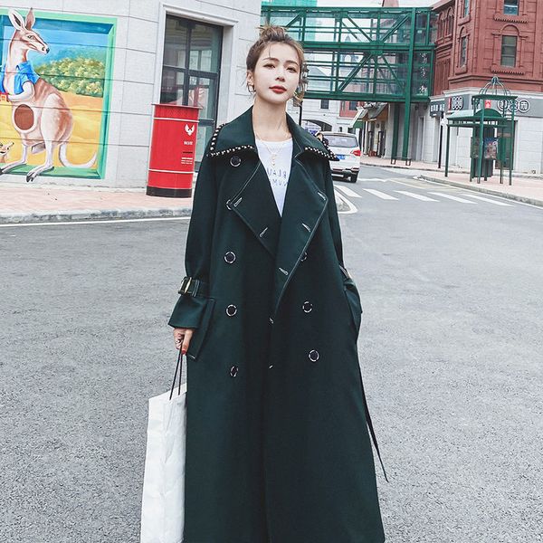 women's knits tees british style trench coat women spring autumn doublebreasted long korean loose outwear fashion windbreaker jacket fe, White
women's knits tees british style trench coat women spring autumn doublebreasted long korean loose outwear fashion windbreaker jacket fe, White
