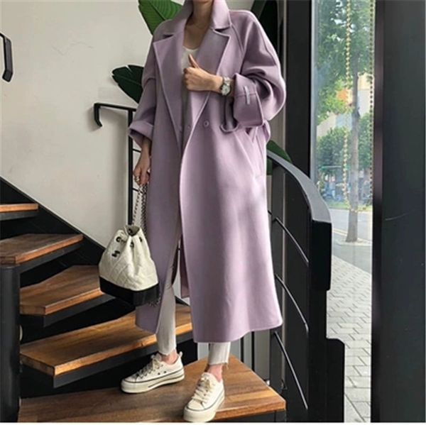 women's wool blends woolen coat vintage temperament loose tie jacket female fashion 230107, Black
women's wool blends woolen coat vintage temperament loose tie jacket female fashion 230107, Black