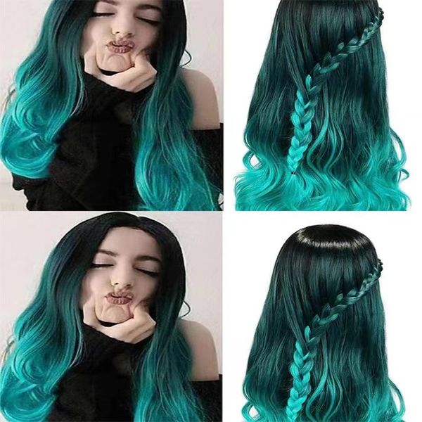 2023wish european and american wig gradient green medium split long curly hair wig big wave curling manufacturers
2023wish european and american wig gradient green medium split long curly hair wig big wave curling manufacturers
