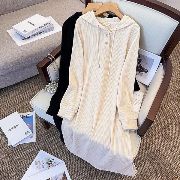 party dresses hooded dresses female large size spring and autumn fashion elegant college wind loose casual medium length corduroy dress 2301, White;black
party dresses hooded dresses female large size spring and autumn fashion elegant college wind loose casual medium length corduroy dress 2301, White;black