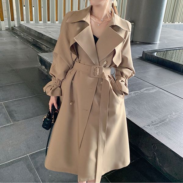 women's knits tees women highend khaki trench coat spring autumn ladies cloak wear a belt satin fabric lined female windbreakers 230107, White
women's knits tees women highend khaki trench coat spring autumn ladies cloak wear a belt satin fabric lined female windbreakers 230107, White