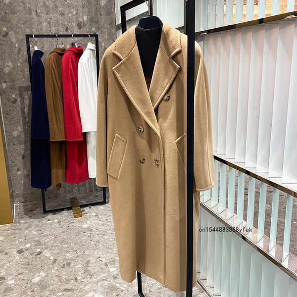 women's wool blends 10 pure cashmere gold double face brand coat mid length luxury classic camel max 230107, Black
women's wool blends 10 pure cashmere gold double face brand coat mid length luxury classic camel max 230107, Black