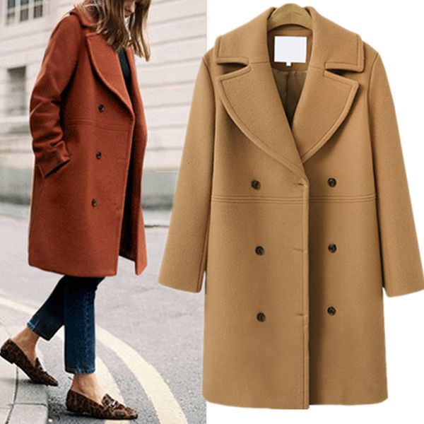 women's wool blends women coat double breasted autumn winter solid color jackets long outerwear lapel collar female loose 230107, Black
women's wool blends women coat double breasted autumn winter solid color jackets long outerwear lapel collar female loose 230107, Black