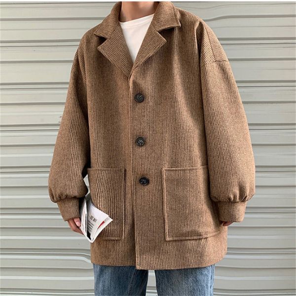 men's wool blends woolen coats korean style windbreaker singlebreasted fashion solid color loose jackets male 230107, Black
men's wool blends woolen coats korean style windbreaker singlebreasted fashion solid color loose jackets male 230107, Black