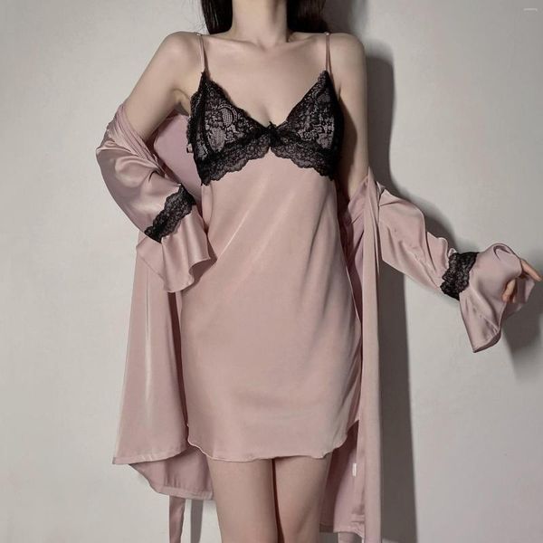 personality fashion women's sleepwear 2pcs robe set lace nightdress women satin bathrobe gown suit summer kimono nightwear home wear cl
personality fashion women's sleepwear 2pcs robe set lace nightdress women satin bathrobe gown suit summer kimono nightwear home wear cl