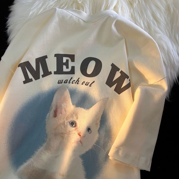 women s t shirt cute cat animal pattern short sleeved t shirt men and women loose national niche couple half clothing harajuku 230107, White
women s t shirt cute cat animal pattern short sleeved t shirt men and women loose national niche couple half clothing harajuku 230107, White