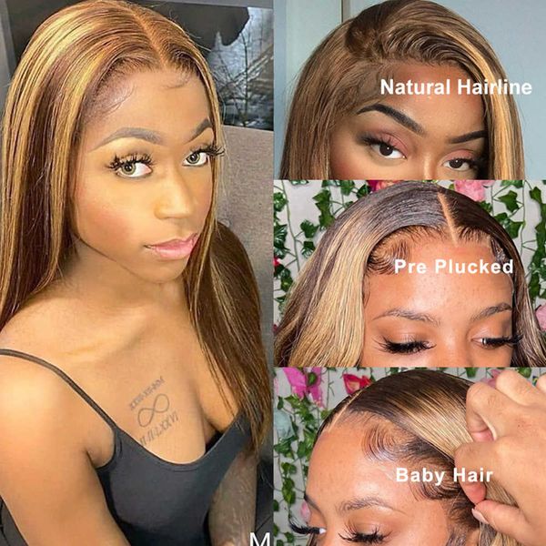 nxy lace wigs highlight human hair 30 inch honey blonde ombre straight front 13x4 hd frontal for black women 230106, Black;brown
nxy lace wigs highlight human hair 30 inch honey blonde ombre straight front 13x4 hd frontal for black women 230106, Black;brown