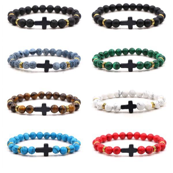 cross charms 8mm colors stone strand bead yoga buddha bracelet for women men jewelry, Black
cross charms 8mm colors stone strand bead yoga buddha bracelet for women men jewelry, Black